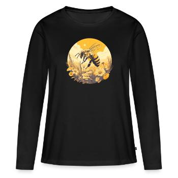 Bienen Biene - Frauen Premium Bio Langarmshirt - Schwarz - Vorne - Julia (174cm)