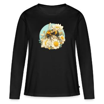 Bienen Biene - Frauen Premium Bio Langarmshirt - Schwarz - Vorne - Julia (174cm)