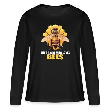 Bienen Biene - Frauen Premium Bio Langarmshirt - Schwarz - Vorne - Julia (174cm)