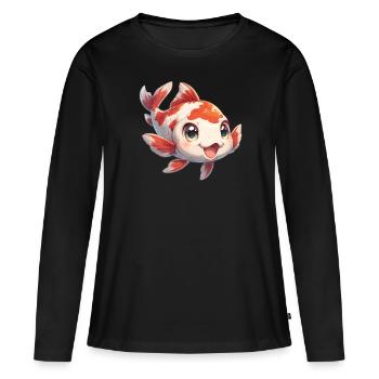 Koi Koi Carpe - T-shirt manches longues Premium bio Femme - noir - Devant - Julia (174cm)