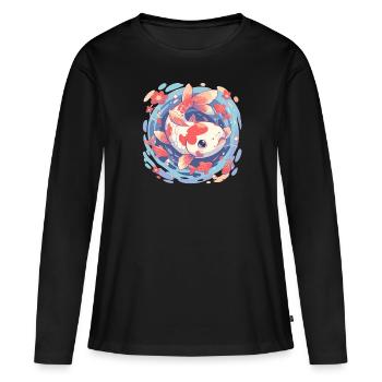Koi Koi Carpe - T-shirt manches longues Premium bio Femme - noir - Devant - Julia (174cm)