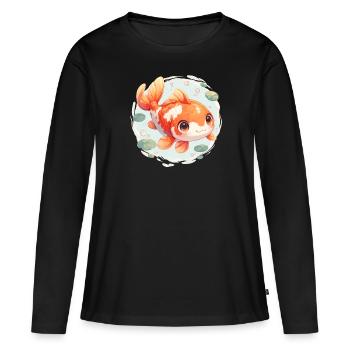 Koi Koi Carpe - T-shirt manches longues Premium bio Femme - noir - Devant - Julia (174cm)