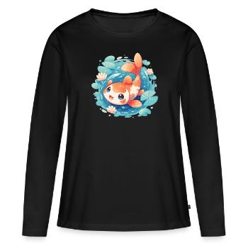 Koi Koi Carpe - T-shirt manches longues Premium bio Femme - noir - Devant - Julia (174cm)