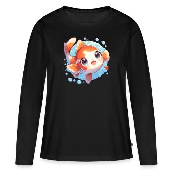 Koi Koi Carpe - T-shirt manches longues Premium bio Femme - noir - Devant - Julia (174cm)