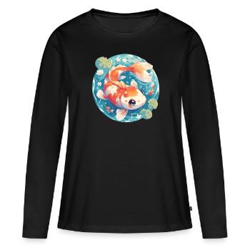 Koi Koi Carpe - T-shirt manches longues Premium bio Femme - noir - Devant - Julia (174cm)