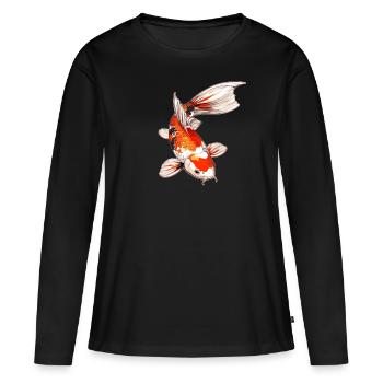 Koi Koi Carpe - T-shirt manches longues Premium bio Femme - noir - Devant - Julia (174cm)
