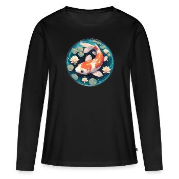 Koi Koi Carpe - T-shirt manches longues Premium bio Femme - noir - Devant - Julia (174cm)