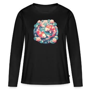 Koi Koi Carpe - T-shirt manches longues Premium bio Femme - noir - Devant - Julia (174cm)