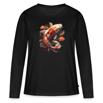 Koi Koi Carpe - T-shirt manches longues Premium bio Femme - noir - Devant - Julia (174cm)