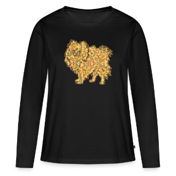Pomeranian Geometric Tee - Women's Premium Organic Long Sleeve Shirt - black - Front - Julia (174cm)