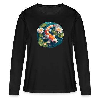 Koi Koi Carpe - T-shirt manches longues Premium bio Femme - noir - Devant - Julia (174cm)