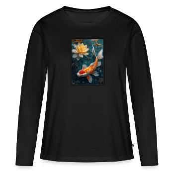 Koi Koi Carpe - T-shirt manches longues Premium bio Femme - noir - Devant - Julia (174cm)