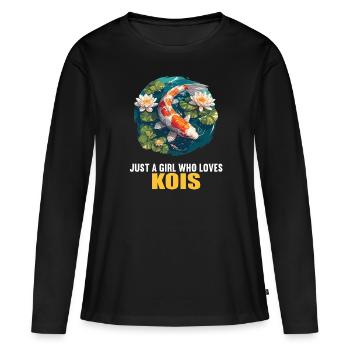 Koi Koi Carpe - T-shirt manches longues Premium bio Femme - noir - Devant - Julia (174cm)