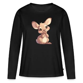 Kangourous Kangourou - T-shirt manches longues Premium bio Femme - noir - Devant - Julia (174cm)