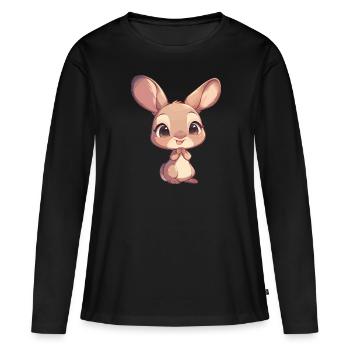 Kangourous Kangourou - T-shirt manches longues Premium bio Femme - noir - Devant - Julia (174cm)