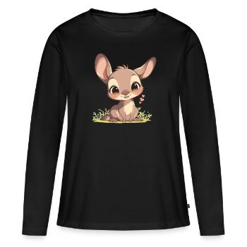 Kangourous Kangourou - T-shirt manches longues Premium bio Femme - noir - Devant - Julia (174cm)