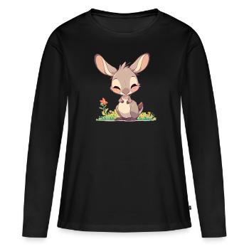 Kangourous Kangourou - T-shirt manches longues Premium bio Femme - noir - Devant - Julia (174cm)