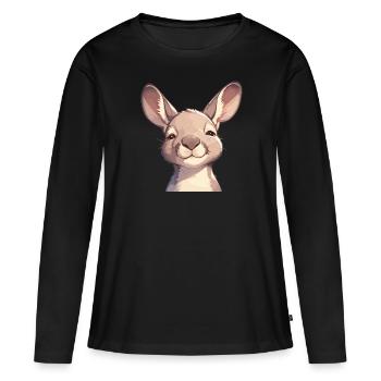 Kangourous Kangourou - T-shirt manches longues Premium bio Femme - noir - Devant - Julia (174cm)