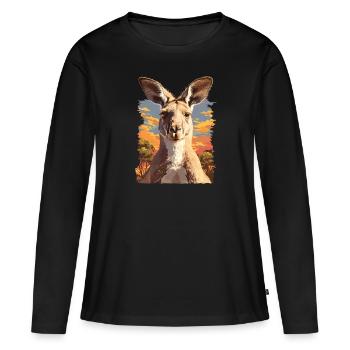 Kangourous Kangourou - T-shirt manches longues Premium bio Femme - noir - Devant - Julia (174cm)