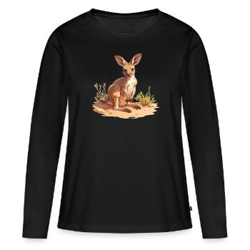 Kangourous Kangourou - T-shirt manches longues Premium bio Femme - noir - Devant - Julia (174cm)