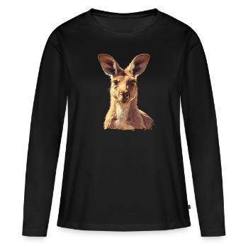 Kangourous Kangourou - T-shirt manches longues Premium bio Femme - noir - Devant - Julia (174cm)