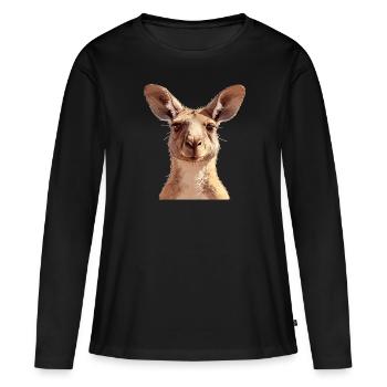 Kangourous Kangourou - T-shirt manches longues Premium bio Femme - noir - Devant - Julia (174cm)