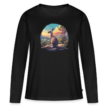 Kangourous Kangourou - T-shirt manches longues Premium bio Femme - noir - Devant - Julia (174cm)