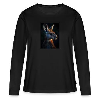 Kangourous Kangourou - T-shirt manches longues Premium bio Femme - noir - Devant - Julia (174cm)