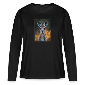 Kangourous Kangourou - T-shirt manches longues Premium bio Femme - noir - Devant - Julia (174cm)
