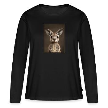 Kangourous Kangourou - T-shirt manches longues Premium bio Femme - noir - Devant - Julia (174cm)