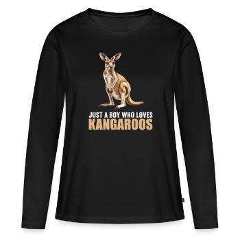 Kangourous Kangourou - T-shirt manches longues Premium bio Femme - noir - Devant - Julia (174cm)