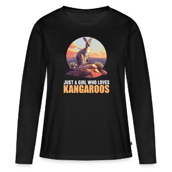 Kangourous Kangourou - T-shirt manches longues Premium bio Femme - noir - Devant - Julia (174cm)