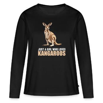 Kangourous Kangourou - T-shirt manches longues Premium bio Femme - noir - Devant - Julia (174cm)