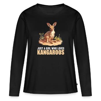 Kangourous Kangourou - T-shirt manches longues Premium bio Femme - noir - Devant - Julia (174cm)