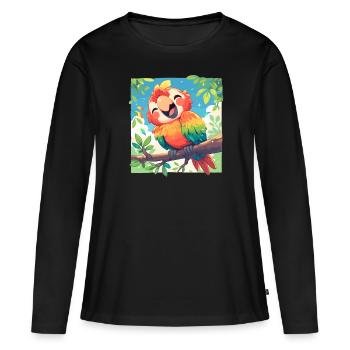 L’ère de l’ara - T-shirt manches longues Premium bio Femme - noir - Devant - Julia (174cm)