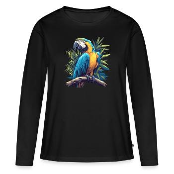 L’ère de l’ara - T-shirt manches longues Premium bio Femme - noir - Devant - Julia (174cm)