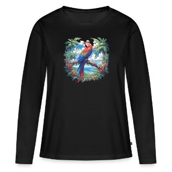 L’ère de l’ara - T-shirt manches longues Premium bio Femme - noir - Devant - Julia (174cm)