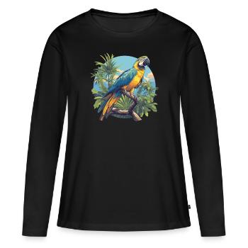 L’ère de l’ara - T-shirt manches longues Premium bio Femme - noir - Devant - Julia (174cm)