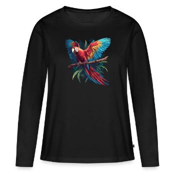 L’ère de l’ara - T-shirt manches longues Premium bio Femme - noir - Devant - Julia (174cm)