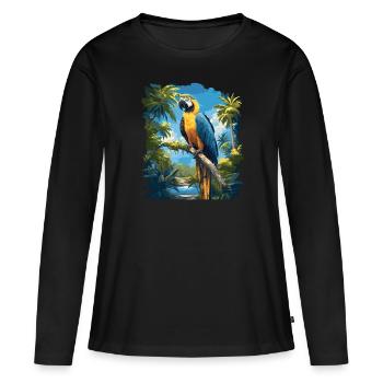 L’ère de l’ara - T-shirt manches longues Premium bio Femme - noir - Devant - Julia (174cm)