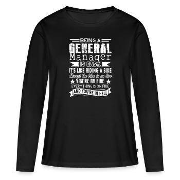 General Manager General Manager Is Easy - Women's Premium Organic Long Sleeve Shirt - black - Front - Julia (174cm)
