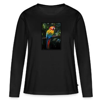 L’ère de l’ara - T-shirt manches longues Premium bio Femme - noir - Devant - Julia (174cm)