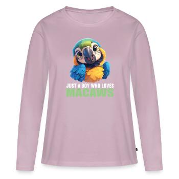 L’ère de l’ara - T-shirt manches longues Premium bio Femme - rose poudré - Devant - Julia (174cm)