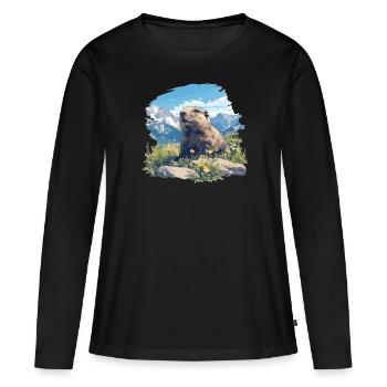 Marmottes Marmottes - T-shirt manches longues Premium bio Femme - noir - Devant - Julia (174cm)
