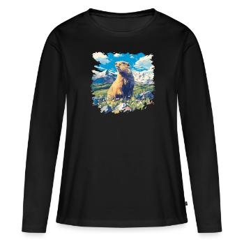 Murmeltiere Murmeltier - Frauen Premium Bio Langarmshirt - Schwarz - Vorne - Julia (174cm)