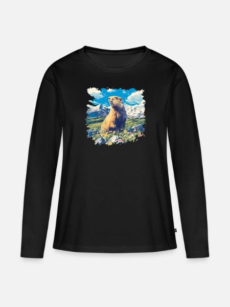 Murmeltiere Murmeltier - Frauen Premium Bio Langarmshirt - Schwarz