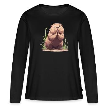 Marmottes Marmottes - T-shirt manches longues Premium bio Femme - noir - Devant - Julia (174cm)