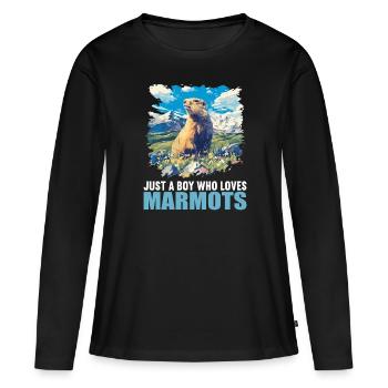 Marmottes Marmottes - T-shirt manches longues Premium bio Femme - noir - Devant - Julia (174cm)