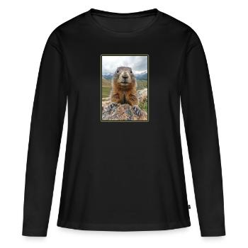 Marmottes Marmottes - T-shirt manches longues Premium bio Femme - noir - Devant - Julia (174cm)
