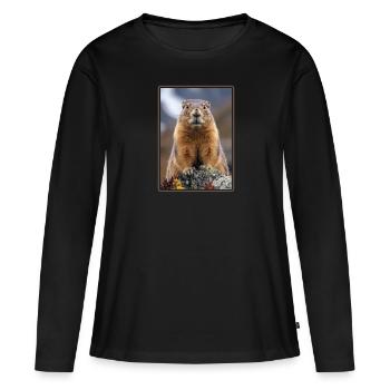 Marmottes Marmottes - T-shirt manches longues Premium bio Femme - noir - Devant - Julia (174cm)